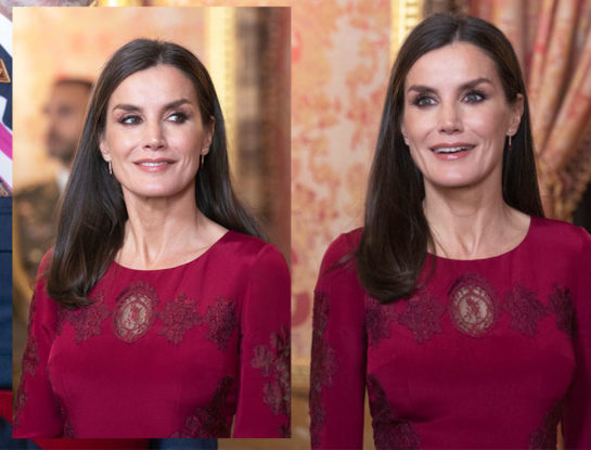 Letizia vuelve a apostar al rojo y luce un vestido con transparencias