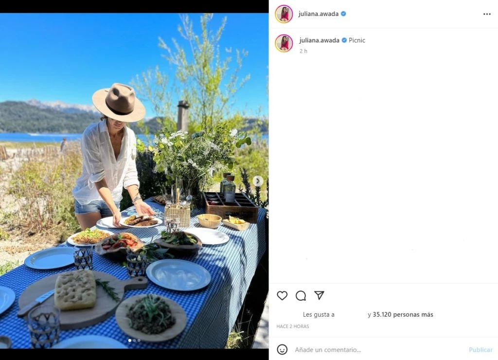 Juliana Awada mostró el picnic que preparó en la Patagonia