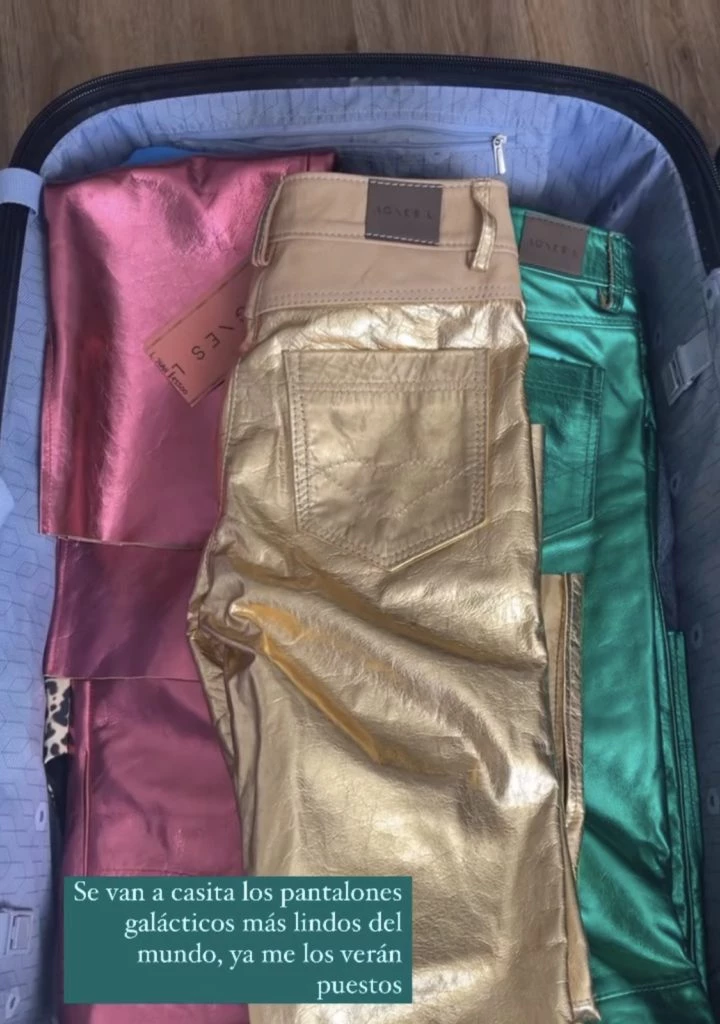 Mery del Cerro se llevó varios pantalones metalizados de Punta del Este. Foto: Instagram.