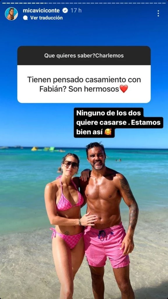 Mica Vicicontes respondió si piensa casarse con Fabián Cubero