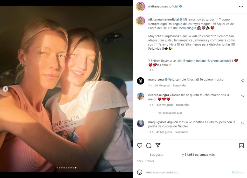 Nicole Neumann le dedicó un posteo a su hija Allegra por su cumpleaños