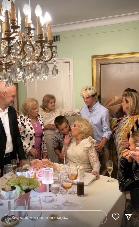 Alí y Silvestre Valenzuela en el cumpleaños de su bisabuela Mirtha Legrand