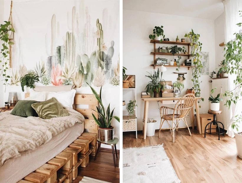 Deco inspiración: un dormitorio repleto de plantas y con estilo raw
