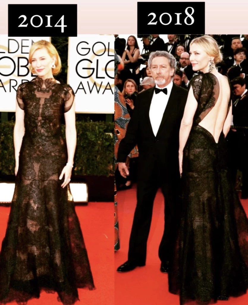 Mismo encaje, diferentes vestidos. Foto: Instagram.