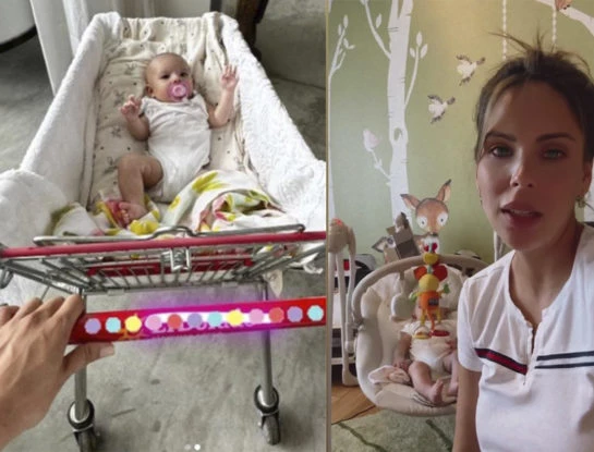 Barby Franco reveló por qué durmió a su beba en un changuito del supermercado