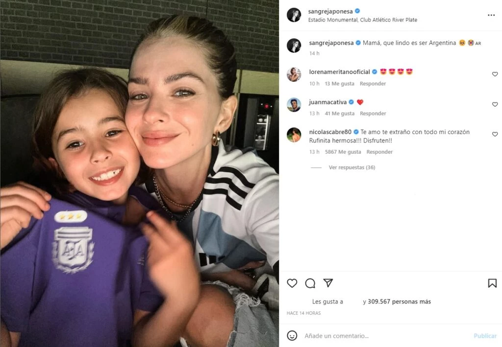 China Suárez compartió una foto en el Monumental con su hija Rufina