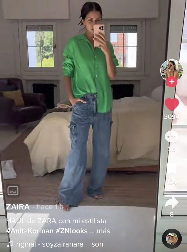 El canchero look de Zaira. Foto: TikTok.