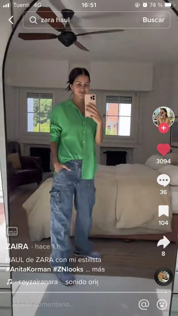 El canchero look de Zaira. Foto: TikTok.