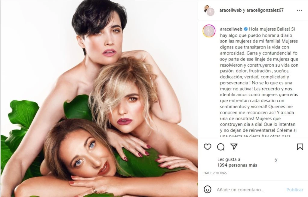 El posteo de Araceli González por el día de la mujer