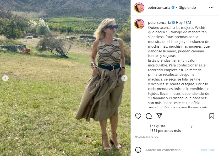 El posteo de Carla Peterson por el día de la mujer