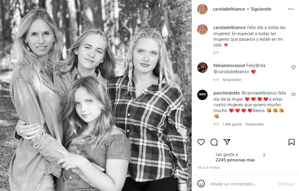 El posteo de Carola del Bianco por el día de la mujer