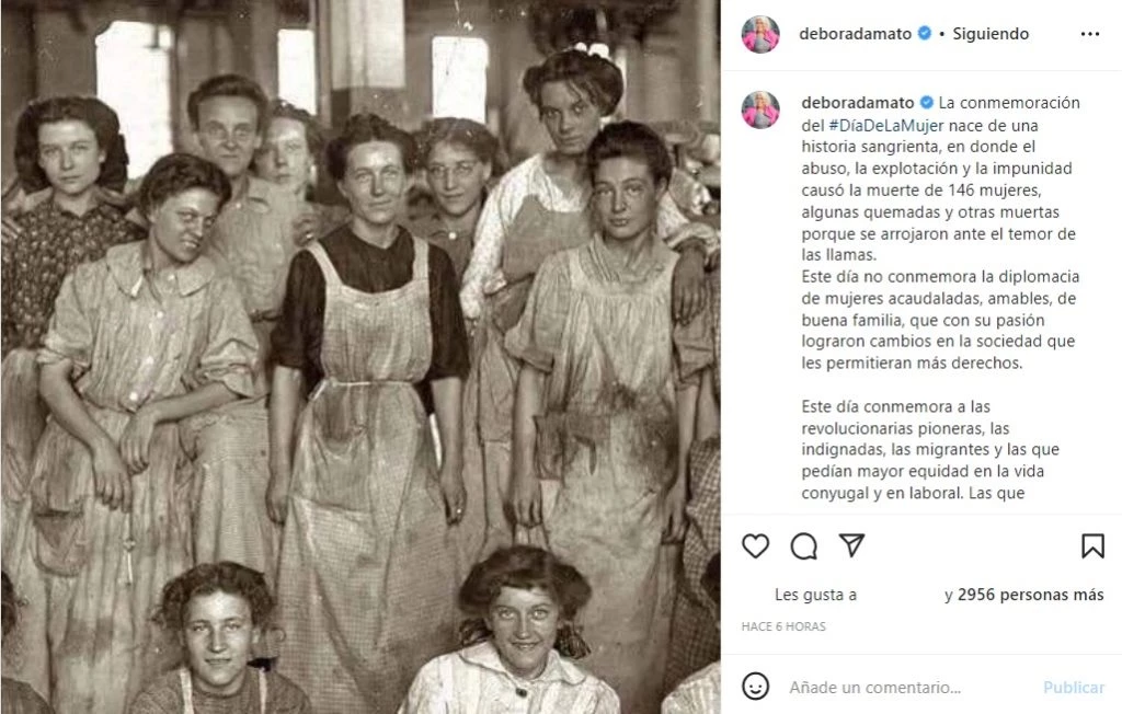 El posteo de Débora D'Amato por el día de la mujer