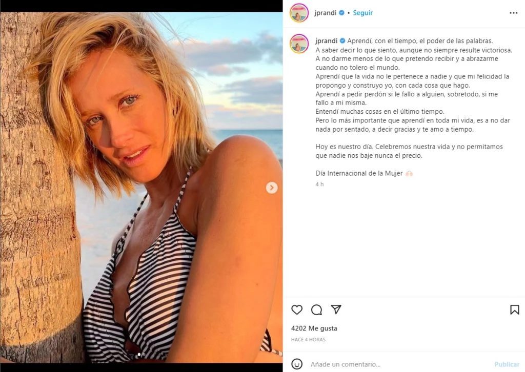 El posteo de Julieta Prandi por el día de la mujer