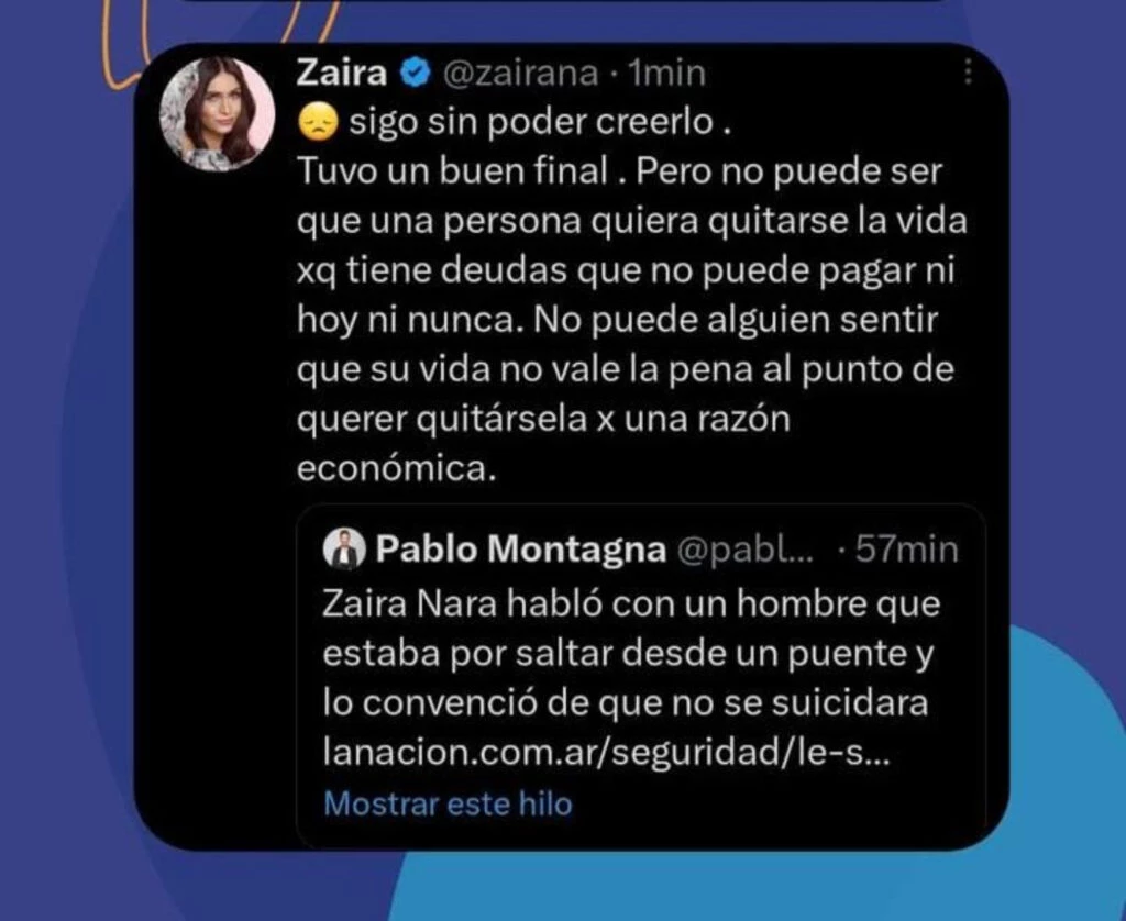 La palabra de Zaira Nara tras presenciar un dramático momento