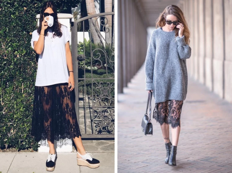 encaje negro street style