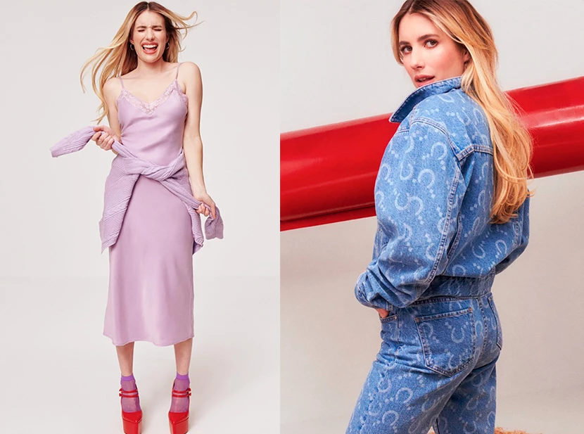 La actriz Emma Roberts se asoció con la marca ABOUT YOU y creó una para crear una colección cápsula llamada Daahls que mezcla el estilo occidental con elementos de los años 50.