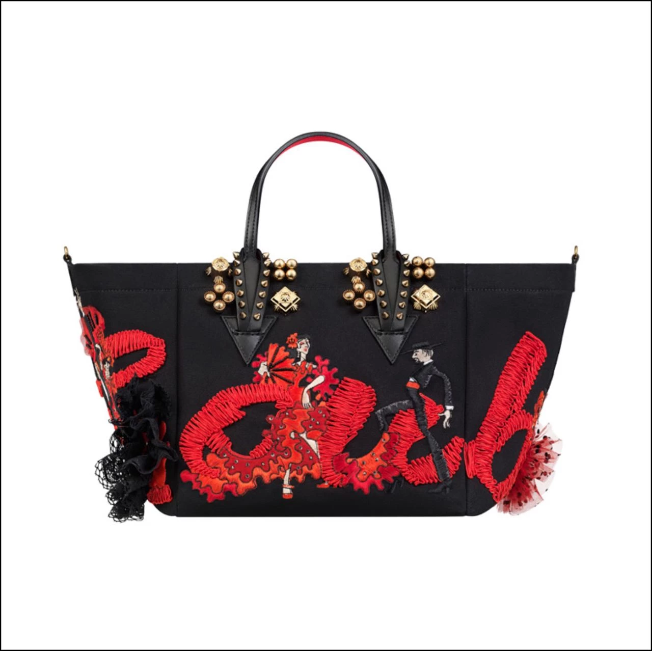 CHRISTIAN LOUBOUTIN une fuerzas con la actriz Rossy de Palma, amiga del diseñador desde hace mucho tiempo, para FLAMENCABA Capsule Collection, el tote bag anual de edición limitada de la marca.
