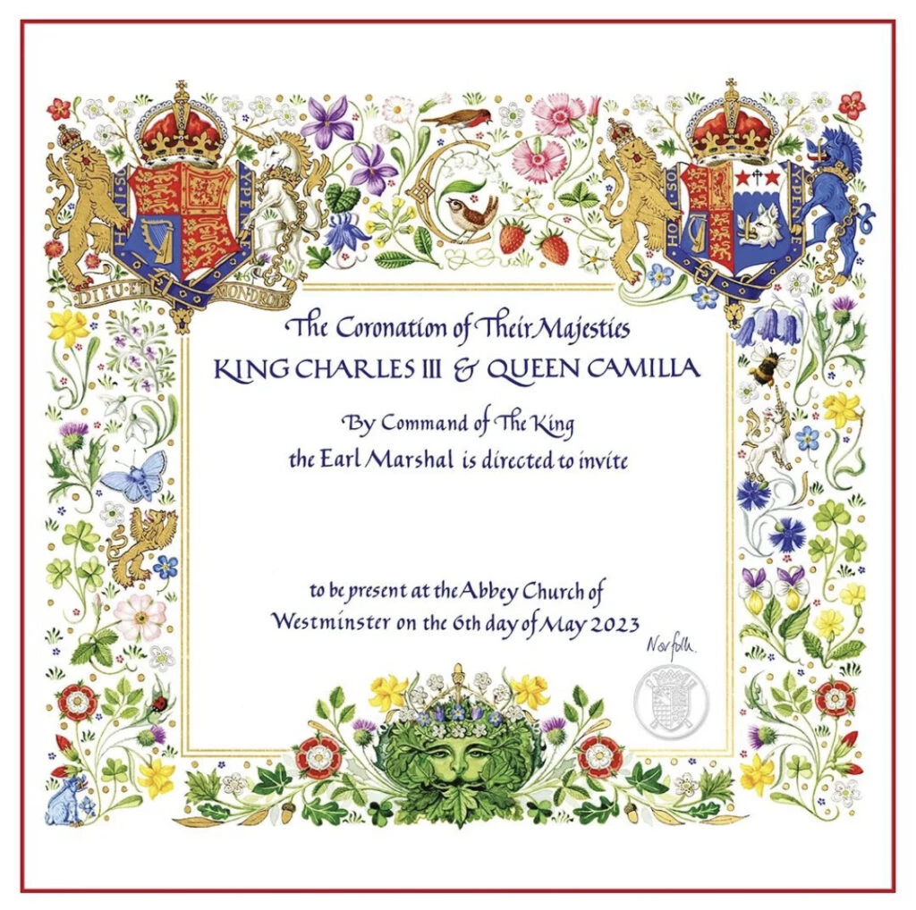 La invitación de la coronación del rey Carlos III