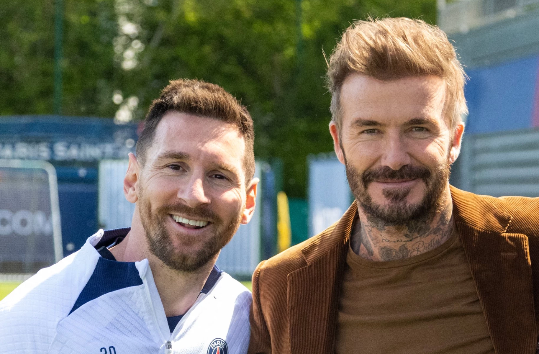 Las fotos de la visita de David Beckam a Lionel Messi en el entrenamiento del PSG