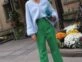 Pantalón verde con celeste