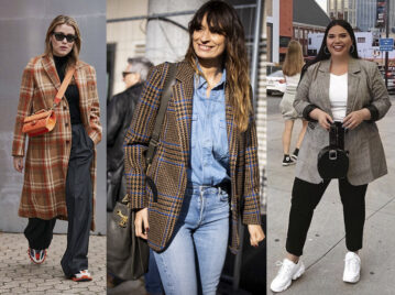Los mejores looks del street style con abrigos a cuadrillé
