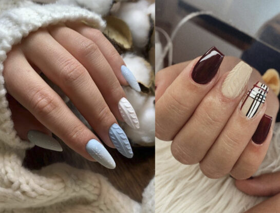 Manicura suéter print, la más original del otoño 2023