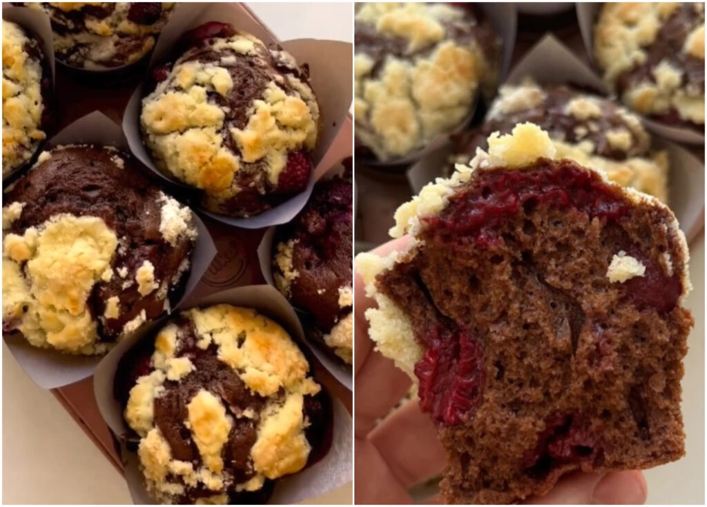 Cómo hacer muffins de chocolate y frambuesa