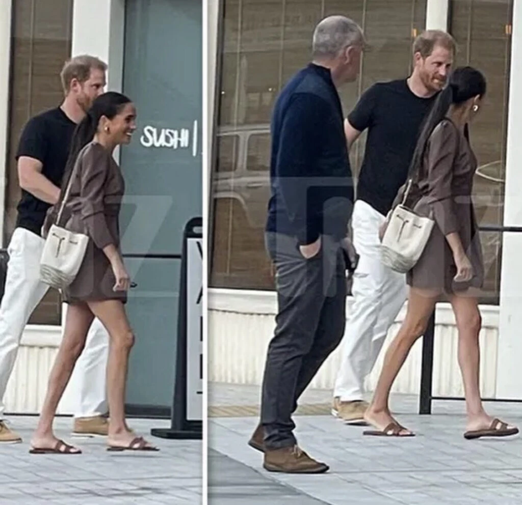 El look en tonos tierra de Meghan Markle. Foto: TMZ.