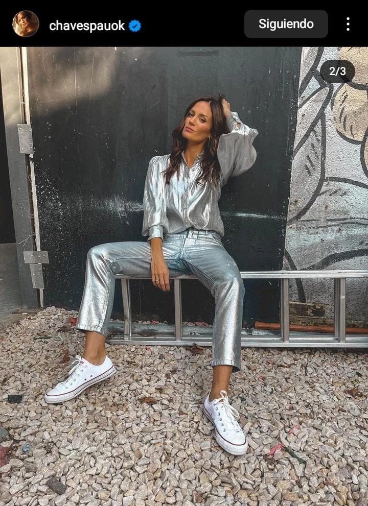 El look metalizado de Paula Chaves