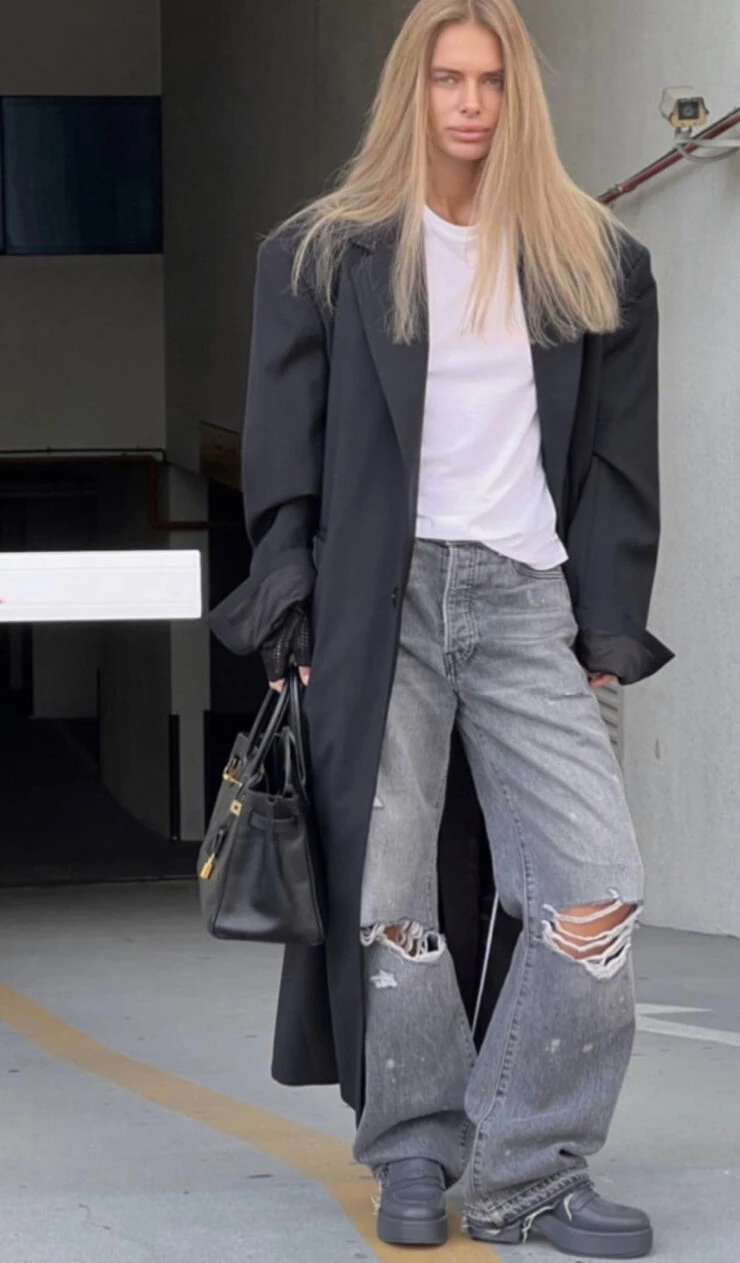 Jeans oversize, la prenda que vamos a querer usar este otoño 23. Foto: Pinterest.