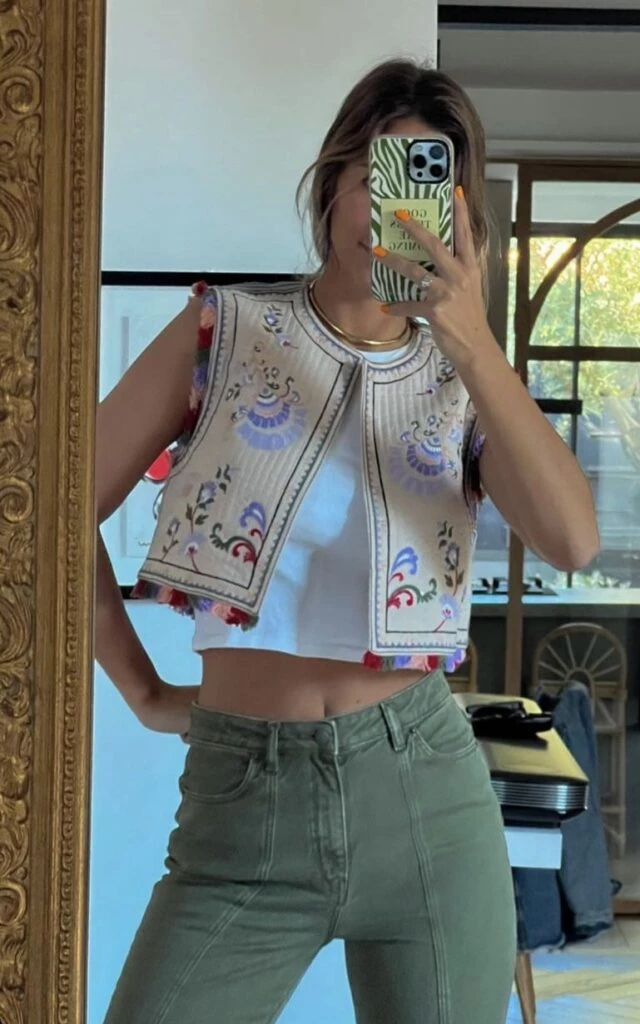 chaleco boho estampado item 2024