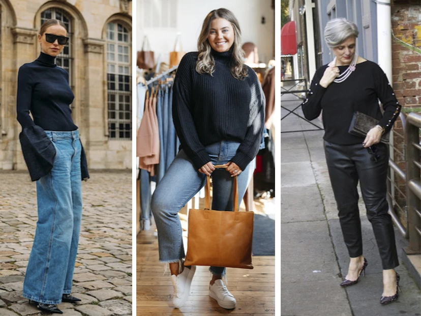 looks con sueteres negros 2023