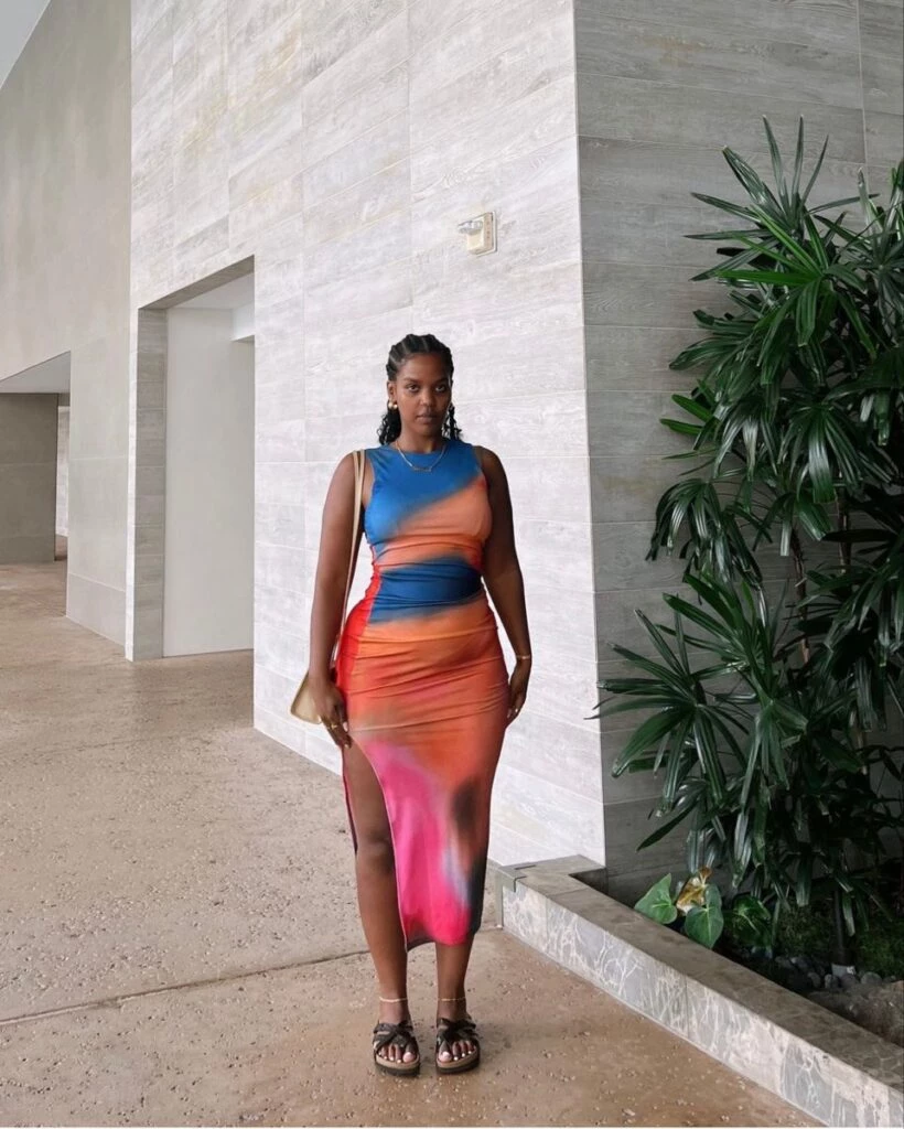 vestido de tul estampado