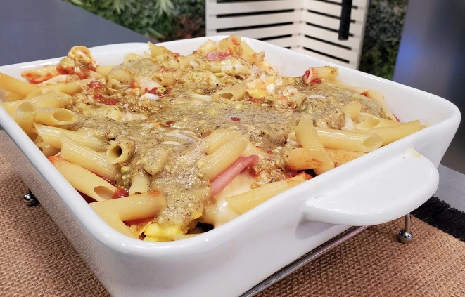 Penne rigate con pesto de pistachos