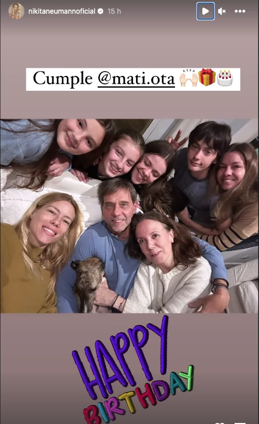 Nicole Neumann con Allegra y Sienna en el cumple de su sobrino Matías Otamendi