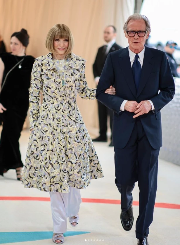 Bill Nighy and Anna Wintour attend 2023 Met Gala Celebrating "Karl Lagerfeld: A Line Of Beauty" at The Metropolitan Museum of Art.