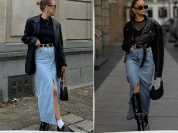 Destacada pollera de jean