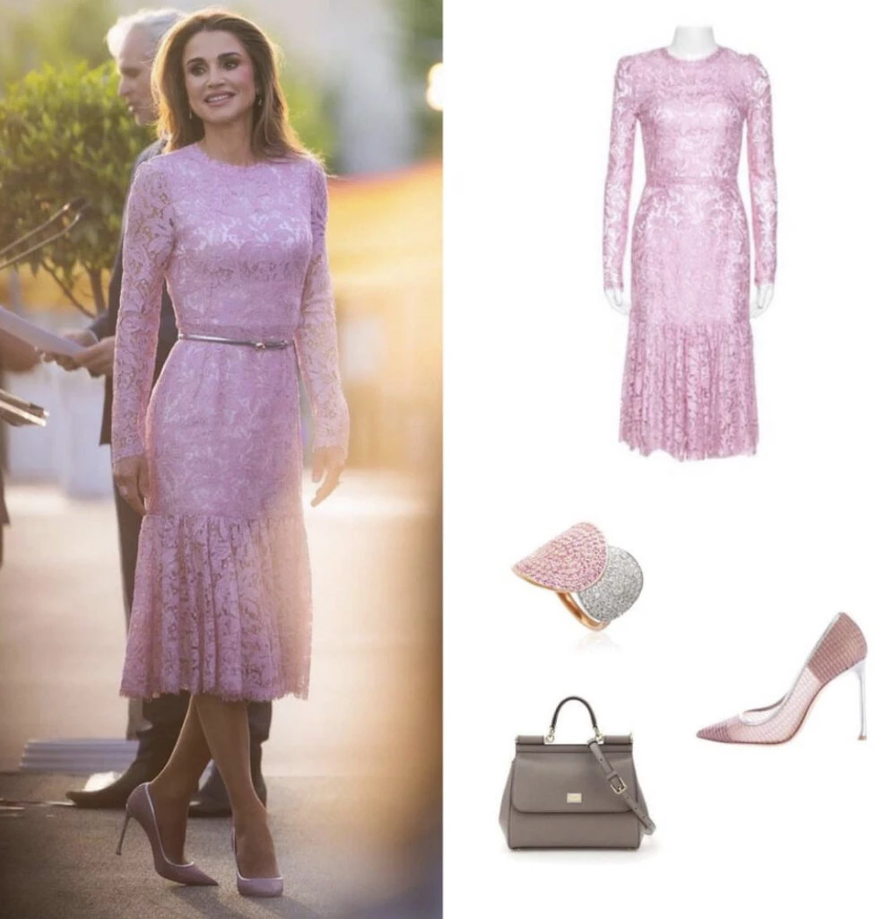 El look barbiecore chic de Rania de Jordania. Foto: Instagram.