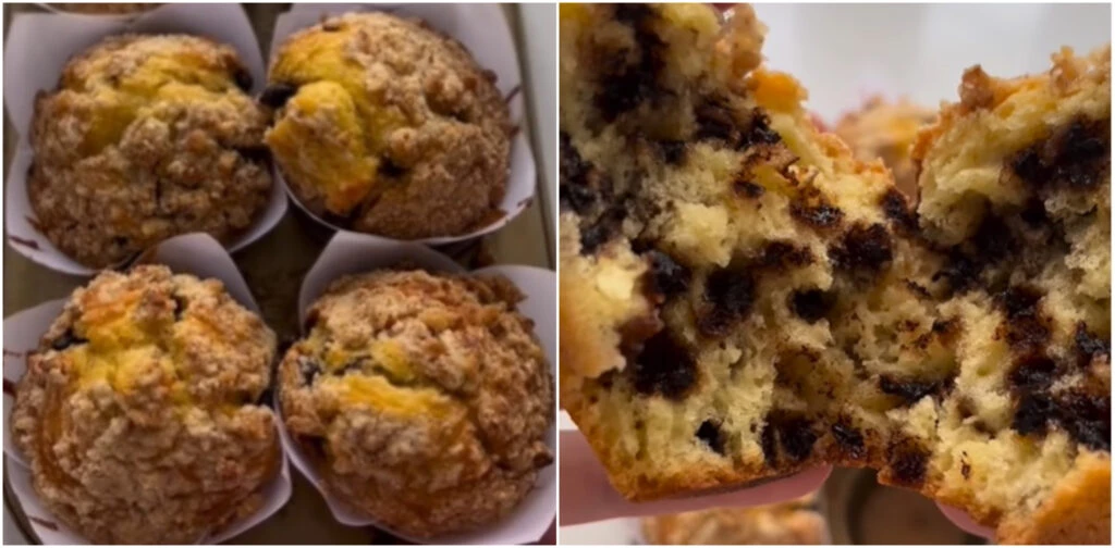 La receta de muffins de nuez y chips de chocolate