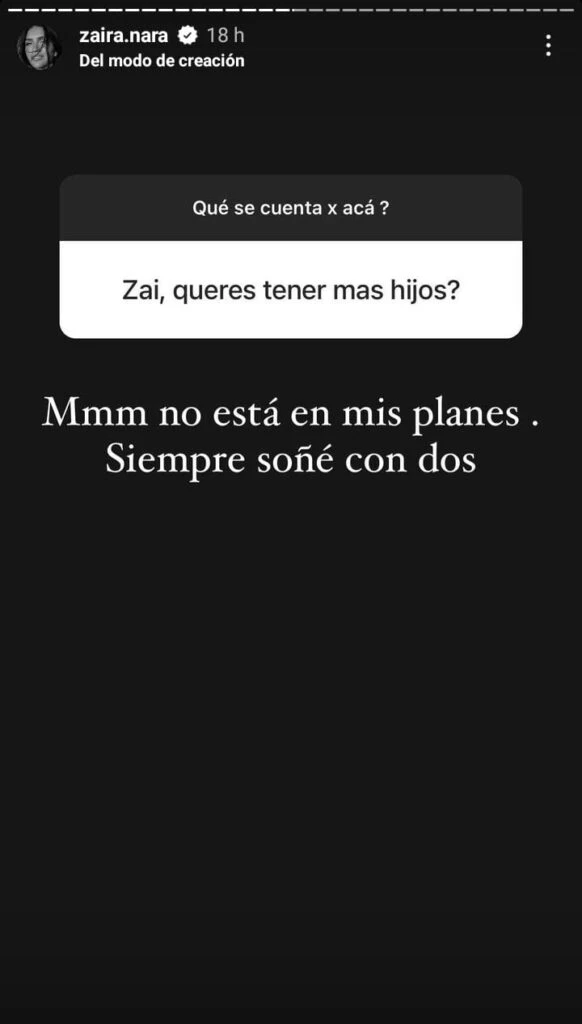 La respuesta de Zaira Nara ante la pregunta de si le gustaría tener otro hijo