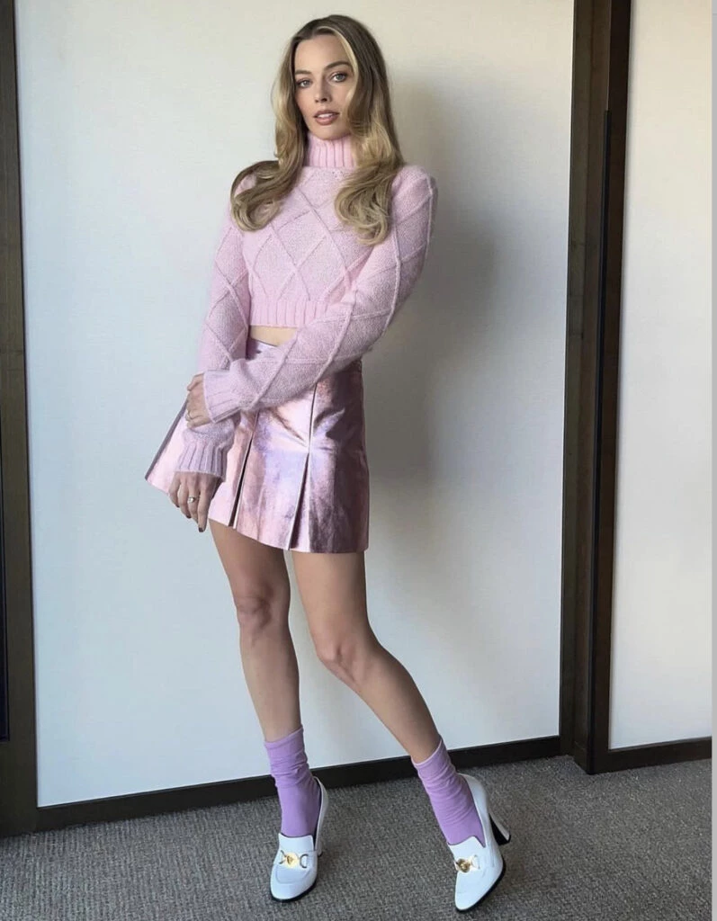 Los increíbles looks de Margot Robbie en la presentación de Barbie. Foto: Instagram.