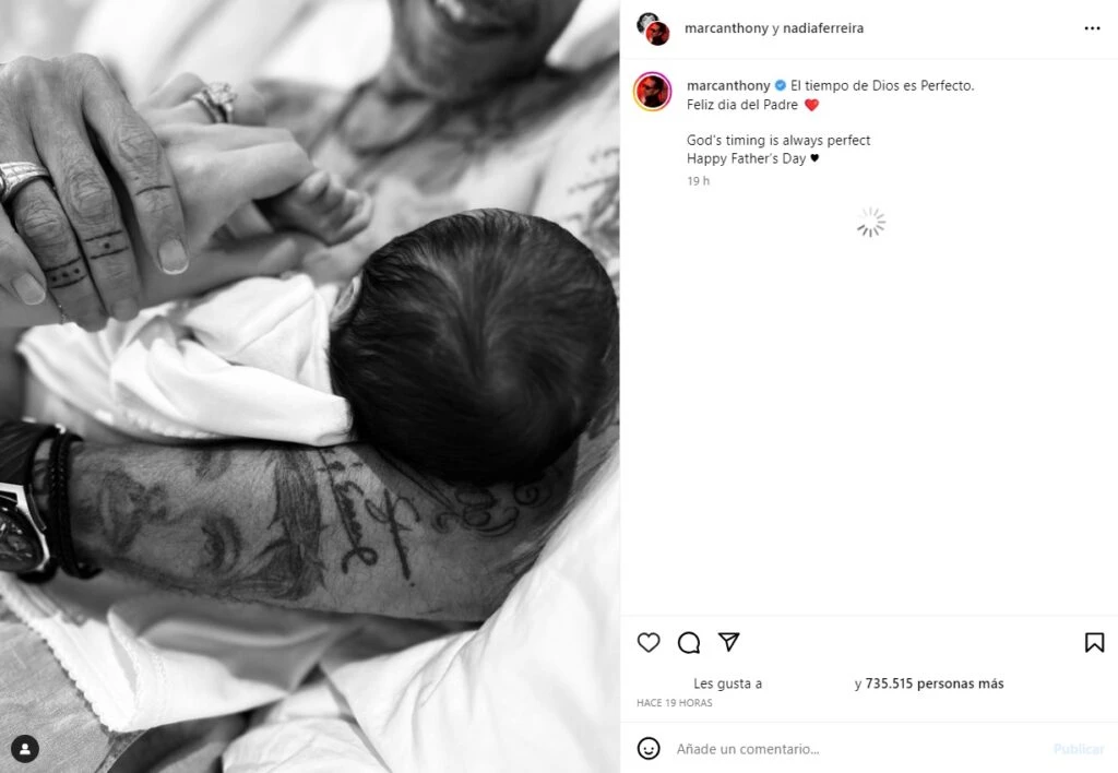 Marc Anthony y Nadia Ferreira se conviertieron en padres de su primer bebé