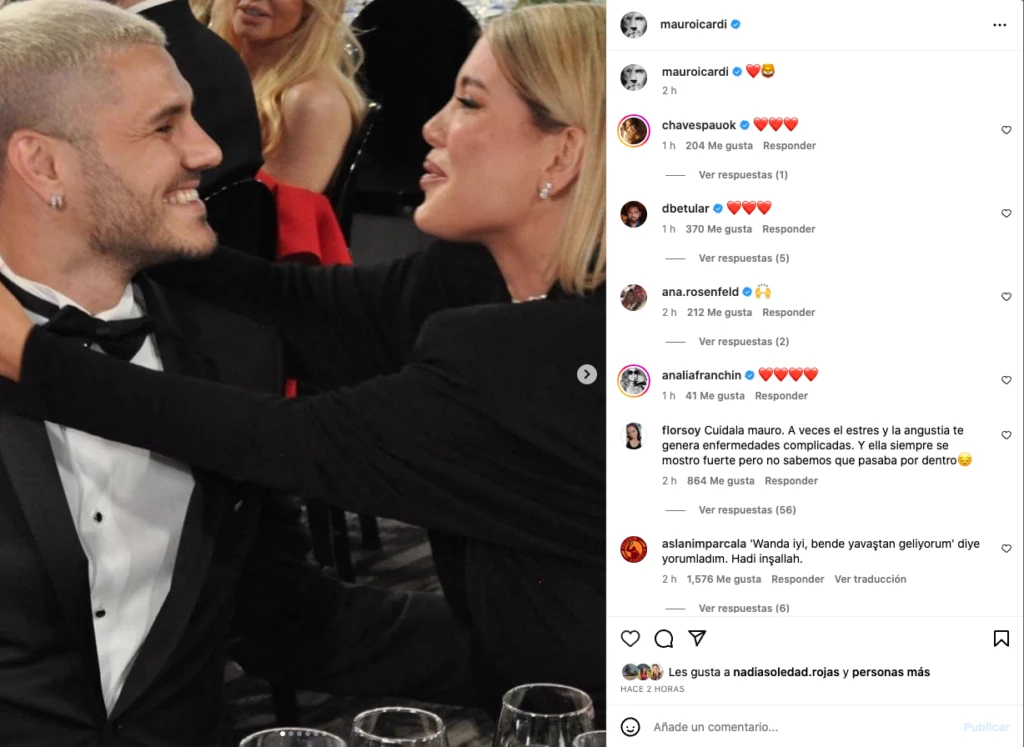 Mauro Icardi le dedicó un posteo amoroso a Wanda Nara