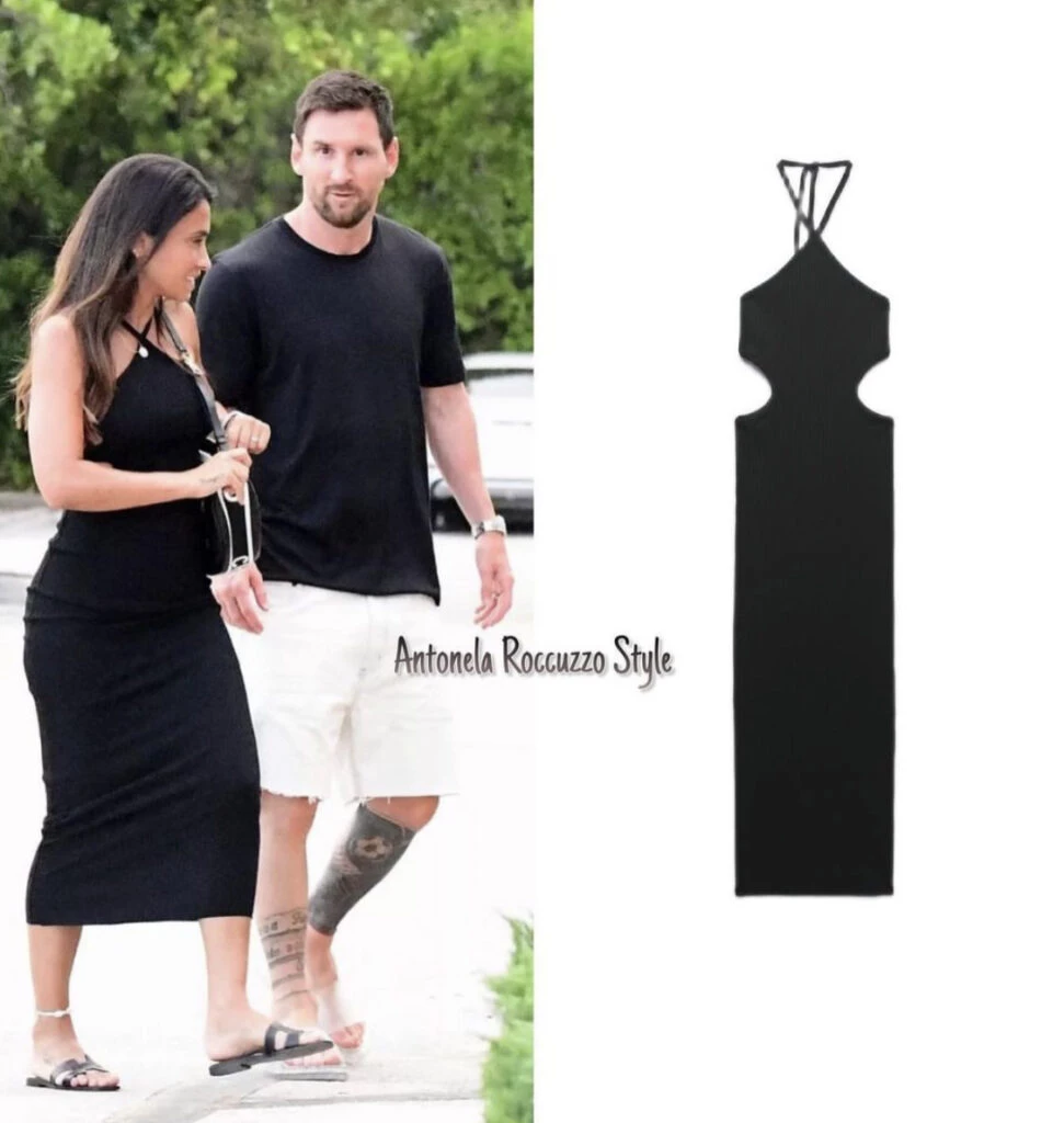 El look total black de Antonela Roccuzzo en Miami. Foto: Instagram.