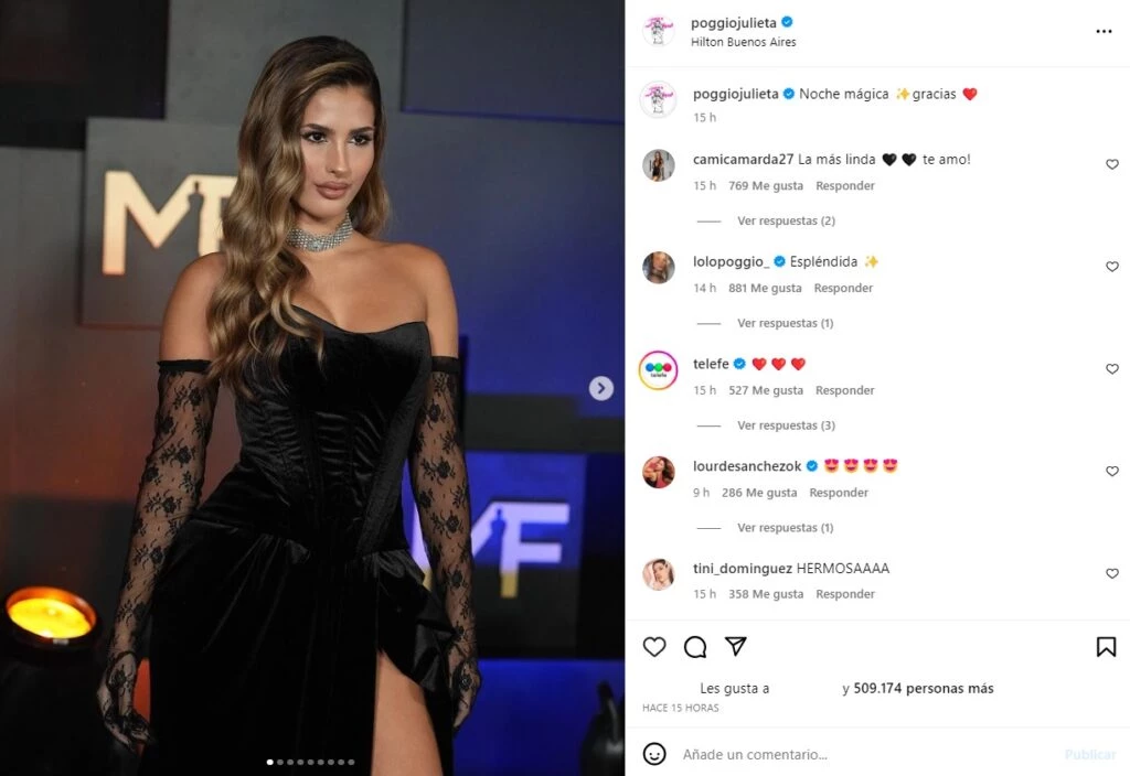 Juli Poggio en los Martín Fierro