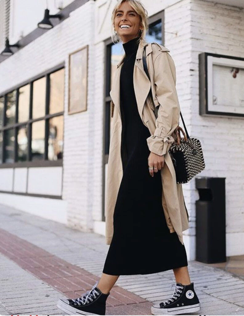 Los vestidos también se usan este invierno 2023. Foto: Pinterest.