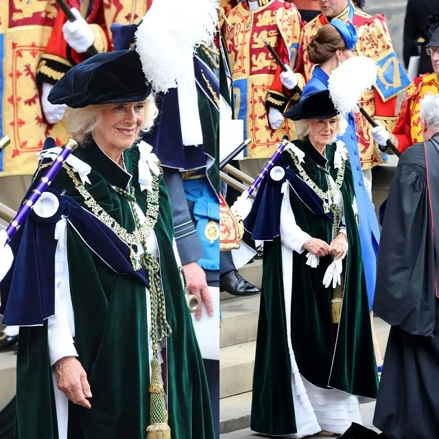 el look tradicional de camilla en la coronacion de carlos III 