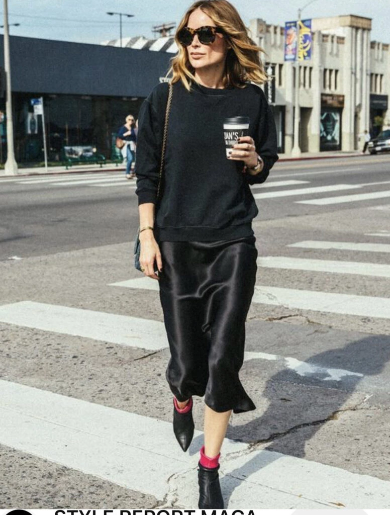 Así se usan los vestidos lenceros este invierno 2023. Foto: Pinterest.