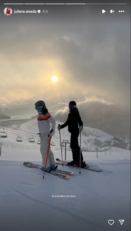 Juiana Awada esquiando en Bariloche