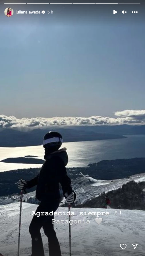 Juiana Awada esquiando en Bariloche